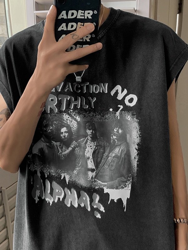 Men’s Distressed Washed Print Tees