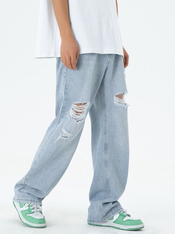 Men’s Ripped Straight Jeans