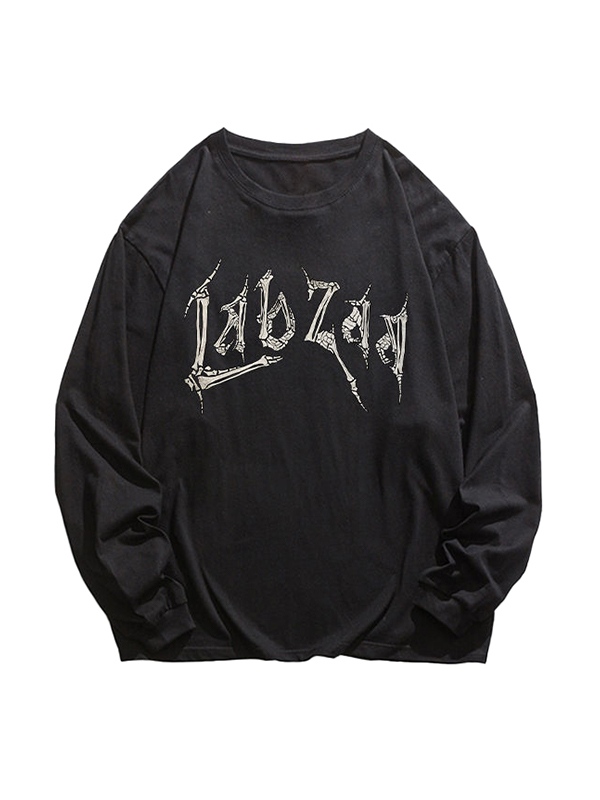 Men’s American Style Skull Print Long Sleeve Tee