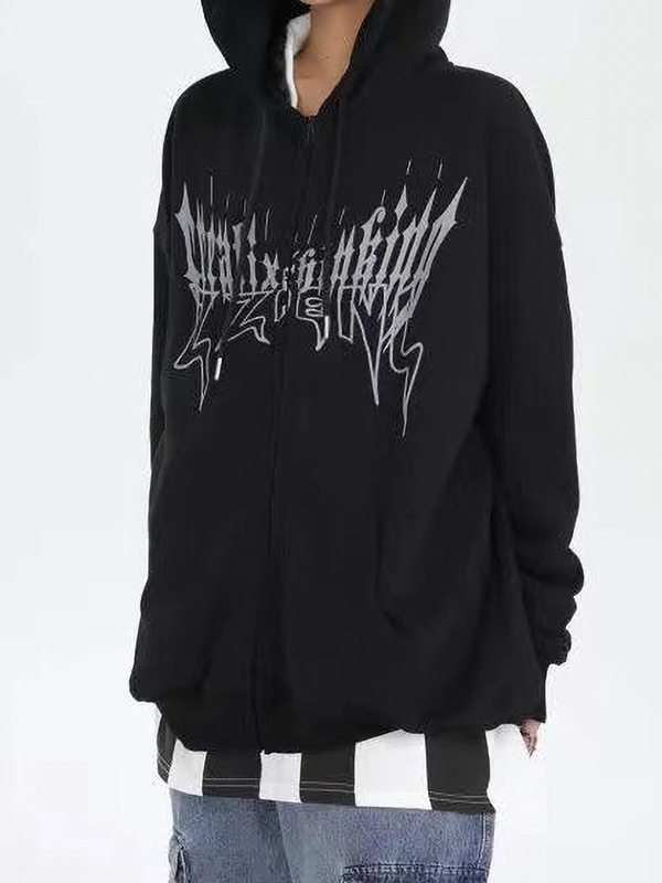 Men’s Devil Styling Wing Print Fleece Oversized Hoodie
