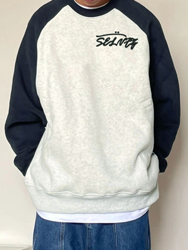 Men’s Letter Print Raglan Loose Sweatshirt