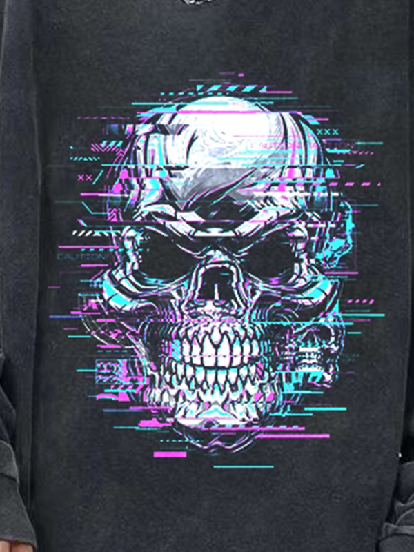 Man’s Skull Series Print Long Sleeve Tee