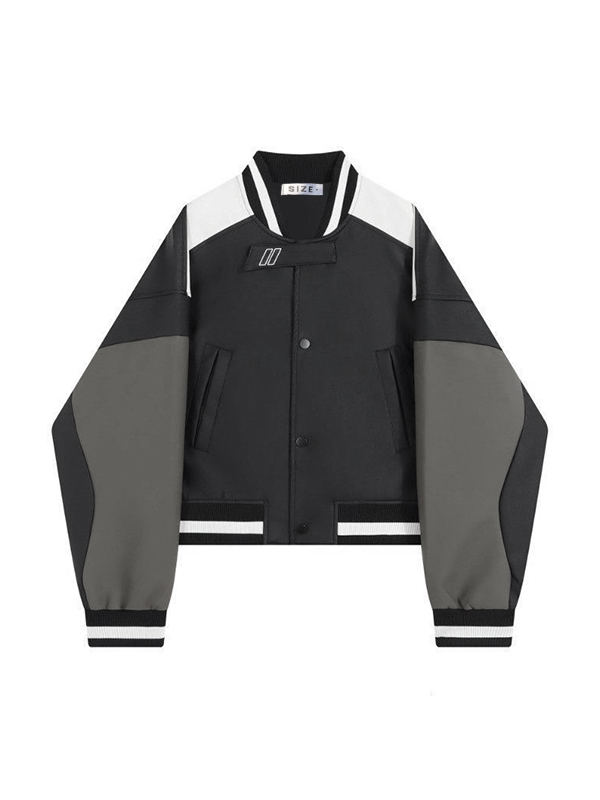 Men’s Vintage Color Block Leather Varsity Jacket