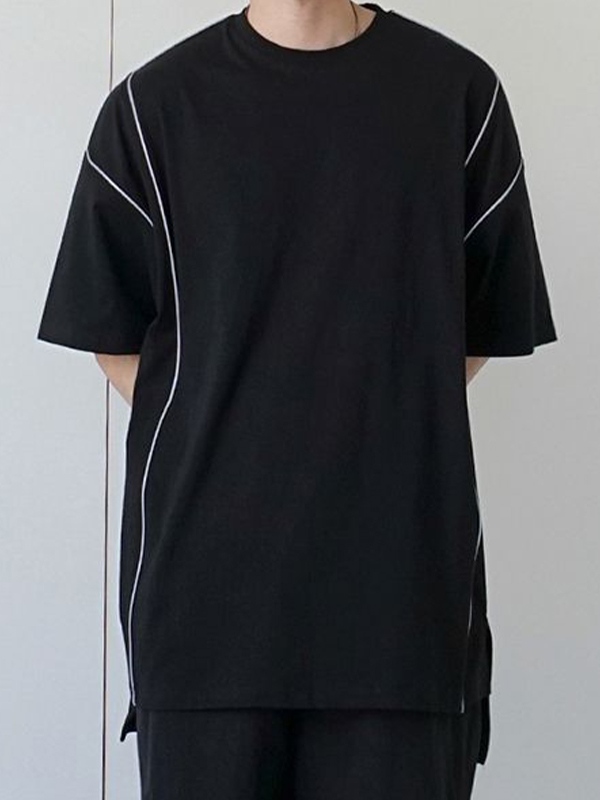 Men’s Reflective Line Splice Half Sleeve Short Sleeve Tee