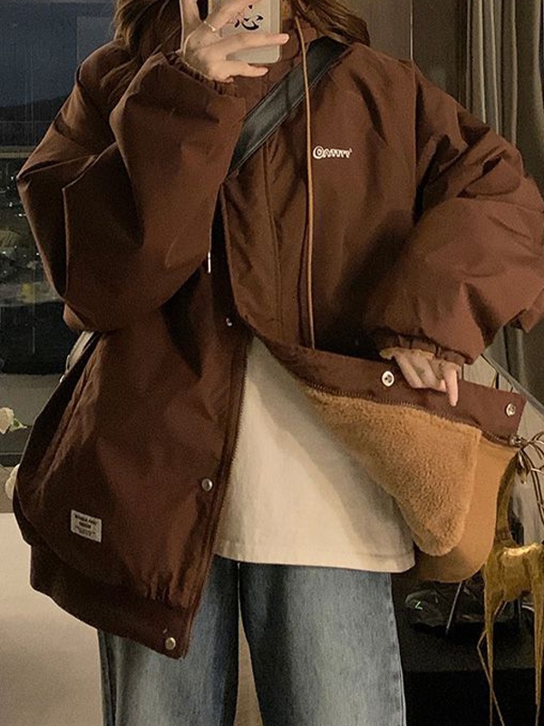 Reversible Lambswool Hooded Drawstring Embroidered Jacket