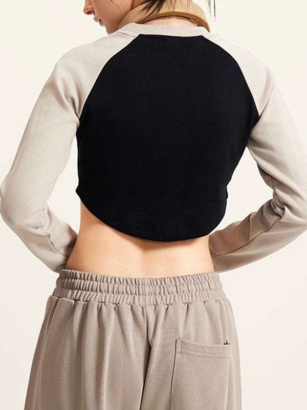 Retro Raglan Crop Long Sleeve Tee