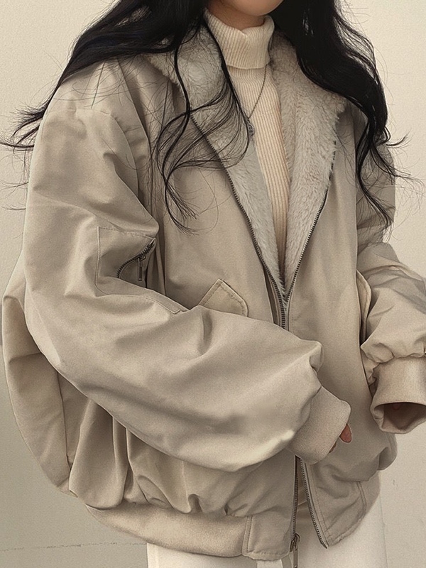 Reversible Oversize Fleece Hooded Jacket