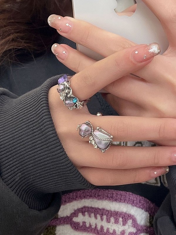 Vintage Irregular Faux Pearl Cuff Ring