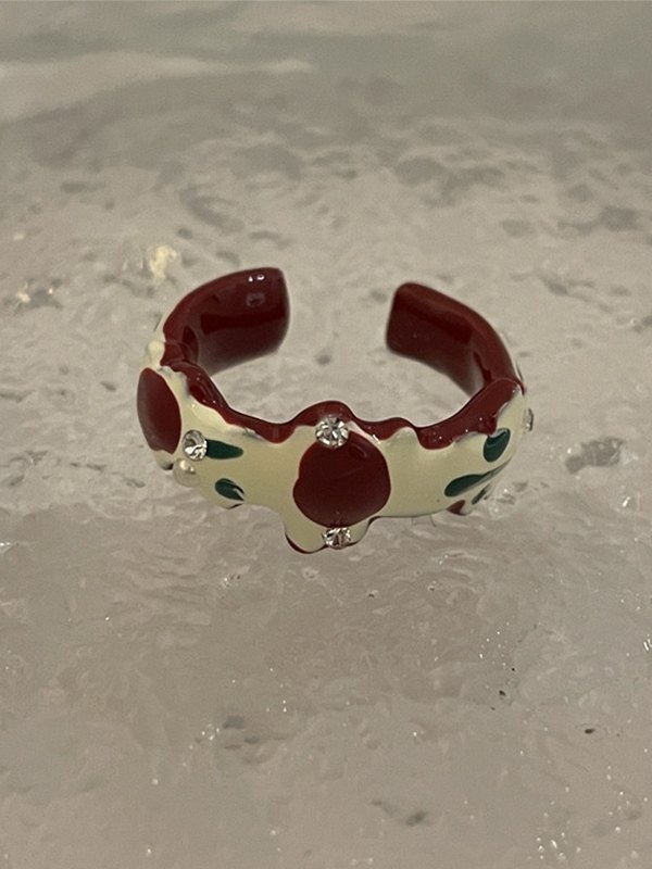 Rhinestone Embellish Enamel Cuff Ring