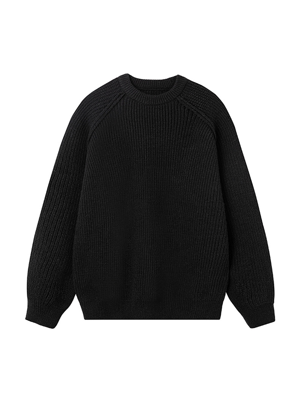 Three-Dimensional Shoulder Line Design Round Neck Sweater