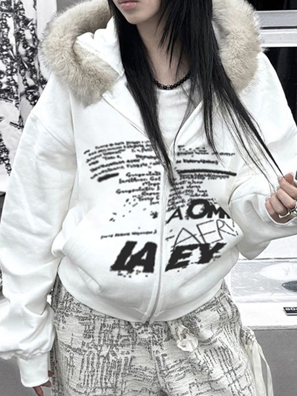 Retro Simple Letter Print Jacket