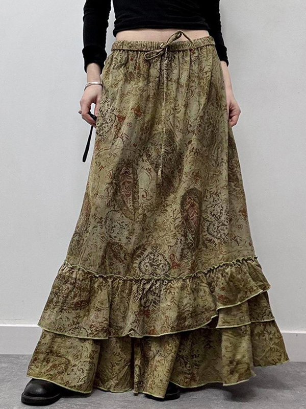 American Vintage Botanical Print Maxi Skirt