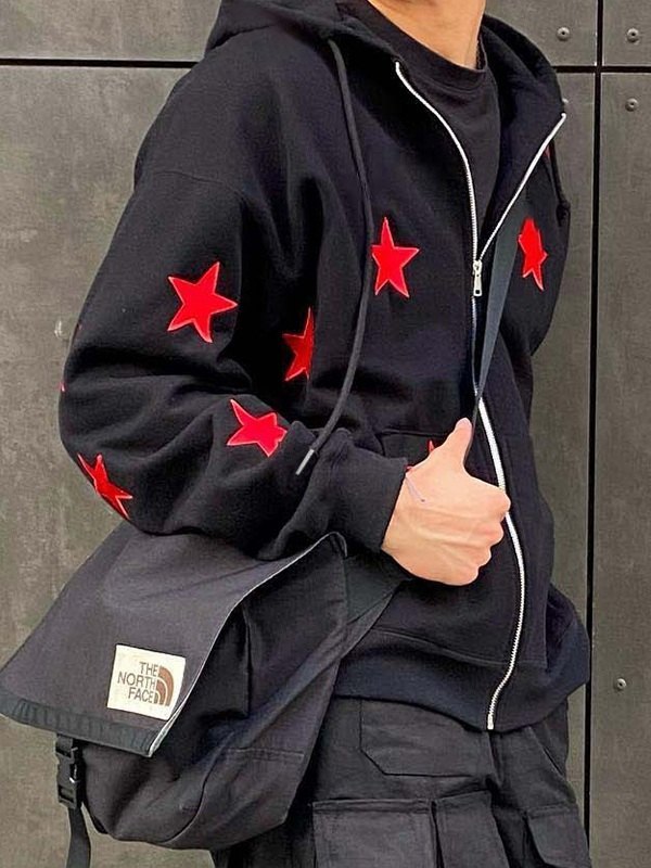 Men’s Patch Star Zip Up Hoodie