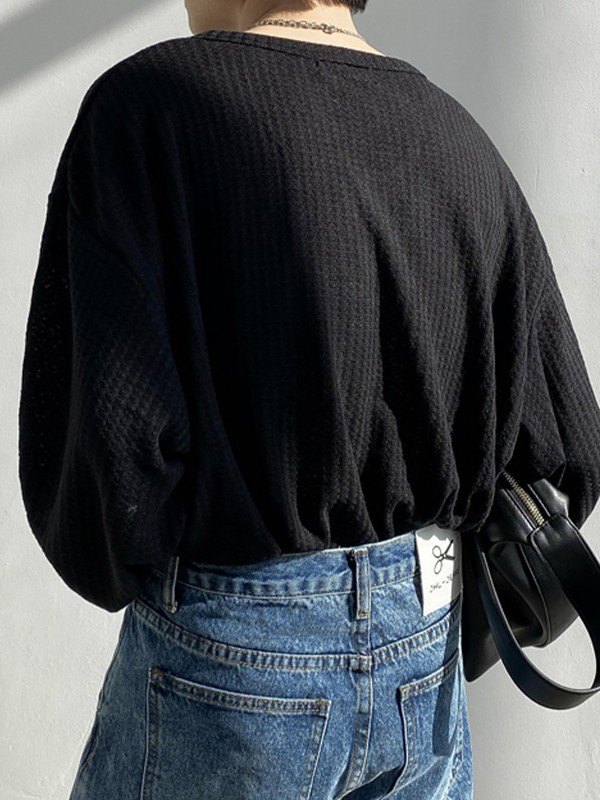 Men’s Simple Waffle Long Sleeve Tee