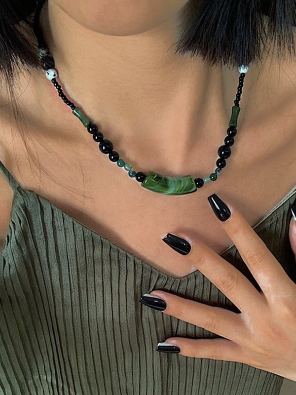Vintage Beads Stone Necklace