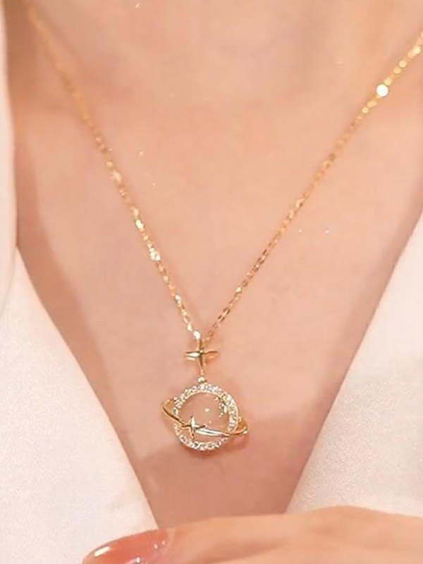 Galactic Rhinestone Opal Pendant Necklace