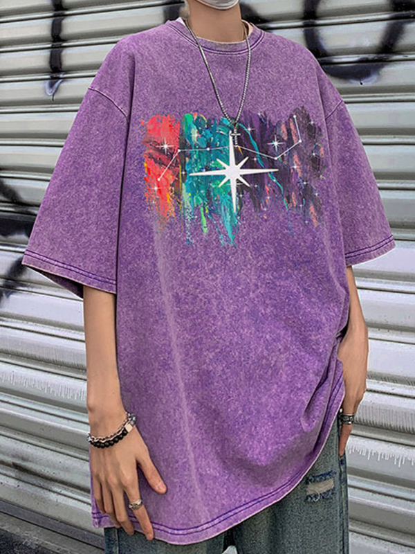Men’s Street Print Oversized Short Sleeve Tee