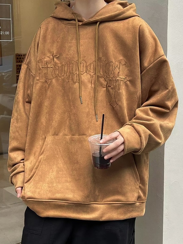 Men’s Letter Cross Print Oversized Hoodie