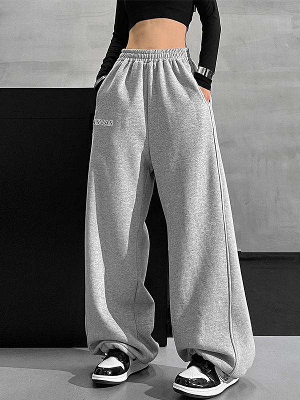 Letter Print Stretchy Waist Loose Sweatpants
