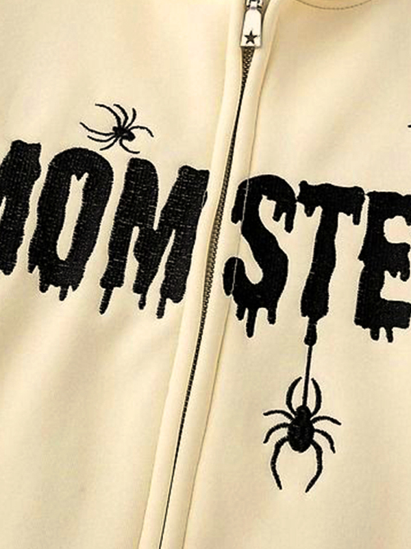 Street Spider Embroidered Devil Styling Oversized Hoodie