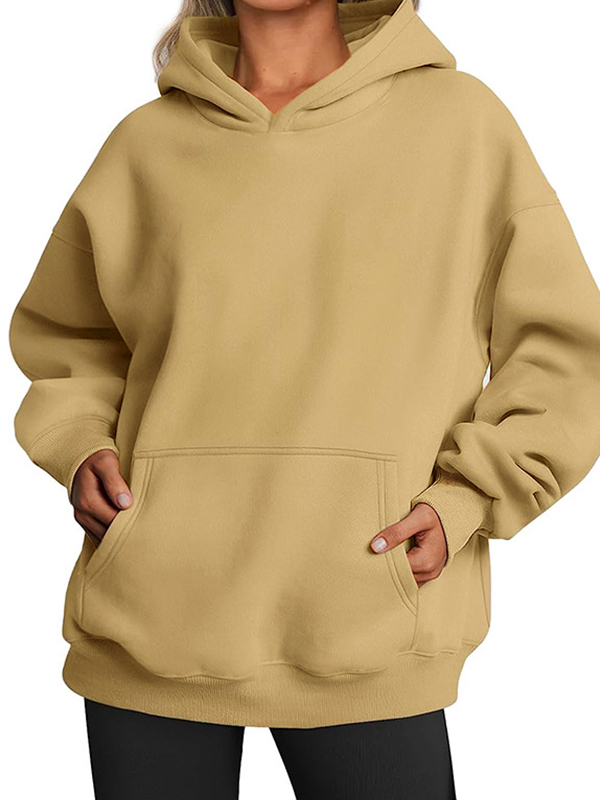 Basic Solid Kangaroo Pocket Oversized Hoodie