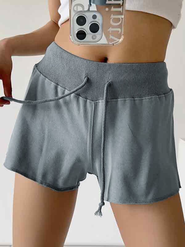 Solid Color Drawstring Shorts