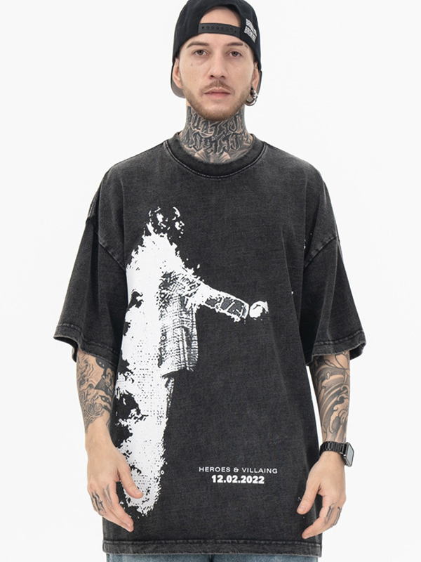 Men’s Dark Print Oversized Short Sleeve Tee