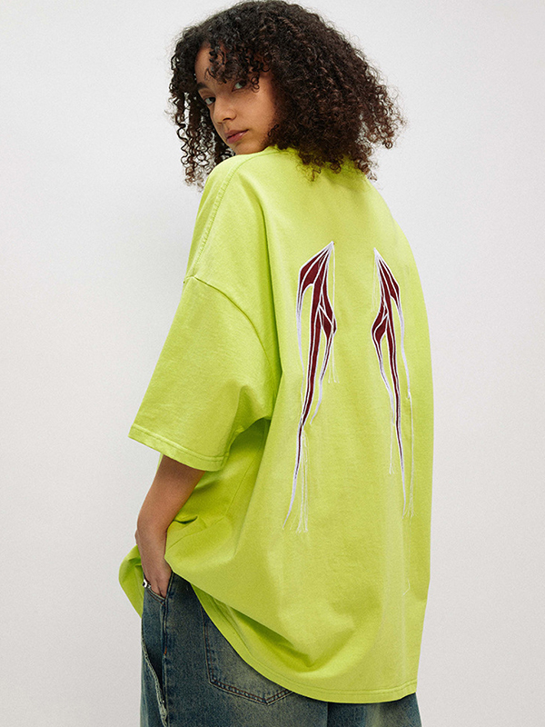 Men’s Unisex Wing Print Oversized Short Sleeve Tee