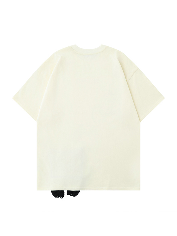 Cat Print Oversized Short Sleeve Tee