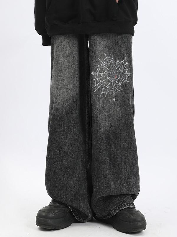 Men’s Spider Washed Ombre Loose Jean