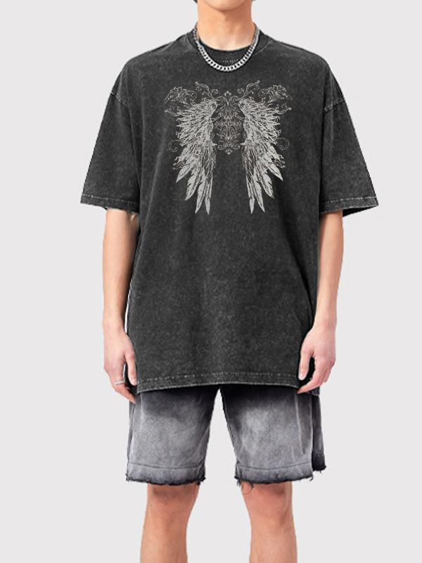 Men’s Wings Print Oversized Short Sleeve Tee