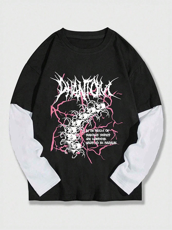 Men’s Retro Print Oversized Long Sleeve Tee