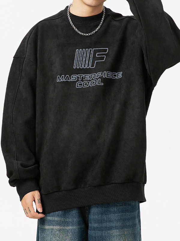 Men’s Suede Oversized Long Sleeve Sweatshirts