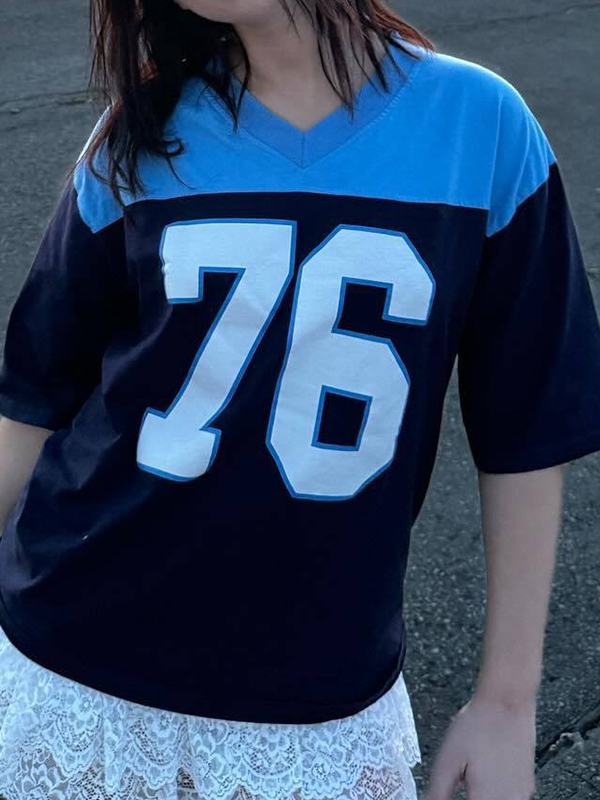 Contrast Print Oversized Short Sleeve Tee