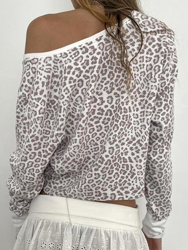Leopard Print Oversized Long Sleeve Tee