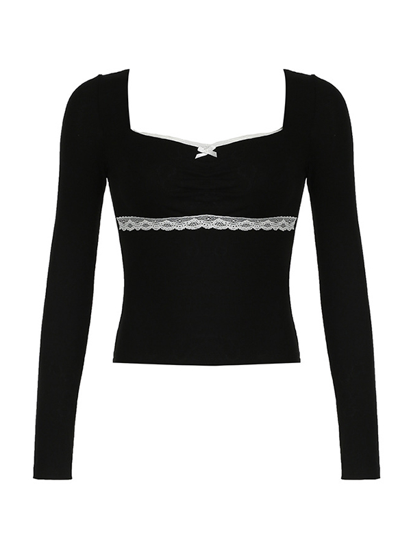 Square Collar Long Sleeve Tee