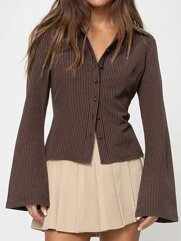 Stripe Print Long Sleeves Shirts