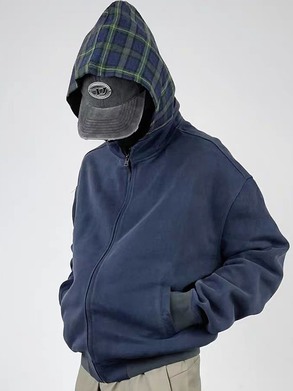 Men’s Plaid Print Oversized Hoodie