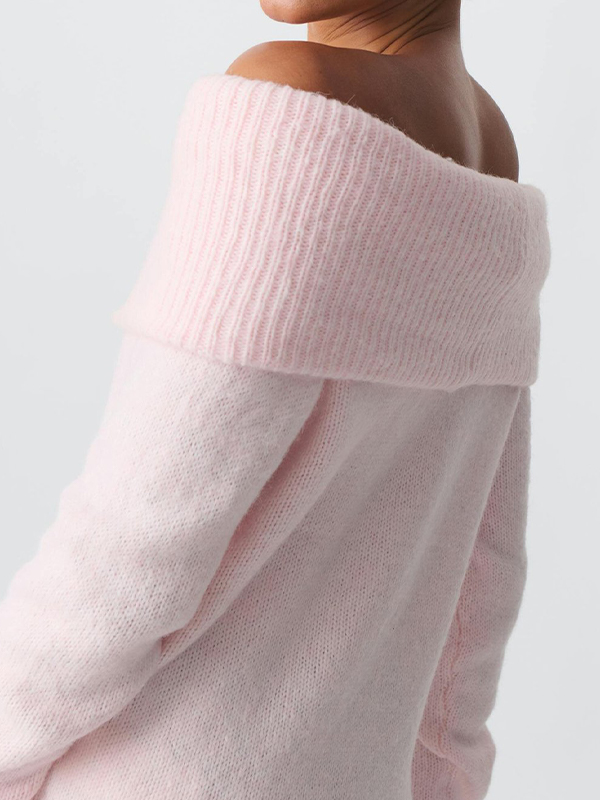 Solid Color Off Shoulder Oversized Sweaters