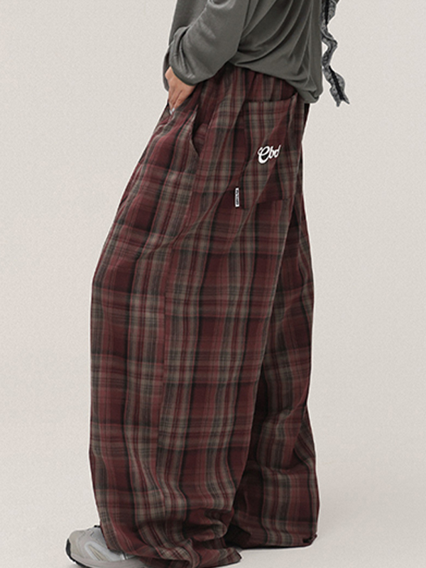 Plaid Baggy Parachute Cargo Pants