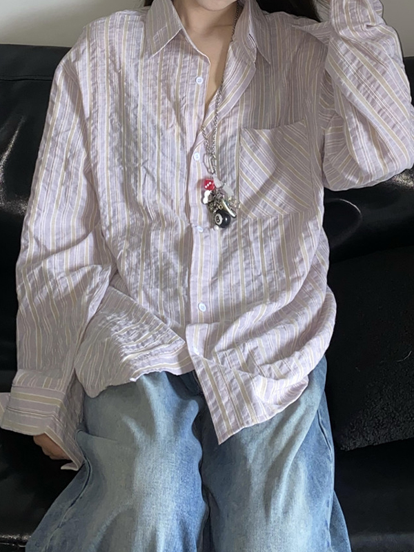 Striped Print Long Sleeves Shirts