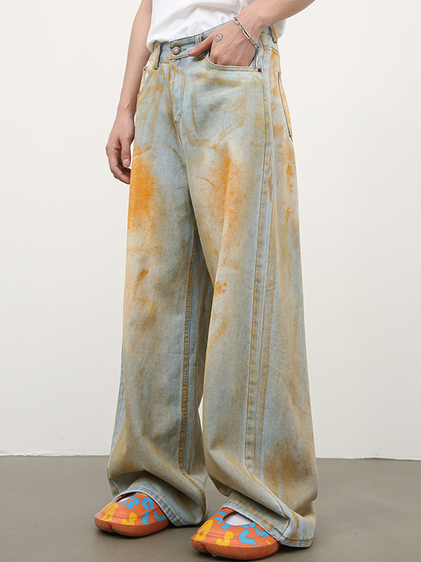 Men’s Street Colour Block Loose Jeans