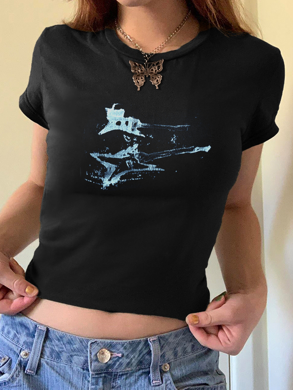 Vintage Guitar Hand Printed Tee