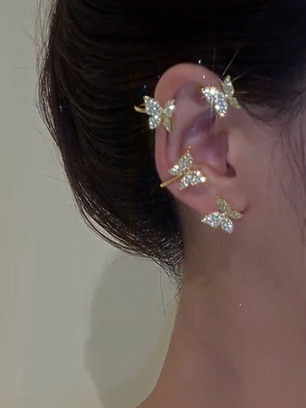 1pair Rhinestone Butterfly Ear Cuffs