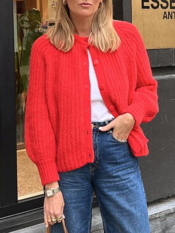 Solid Color Long Sleeve Cardigan