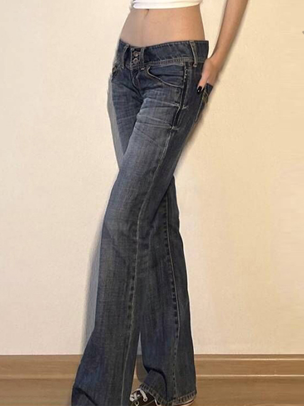Double Breasted Low Rise Bootcut Jeans