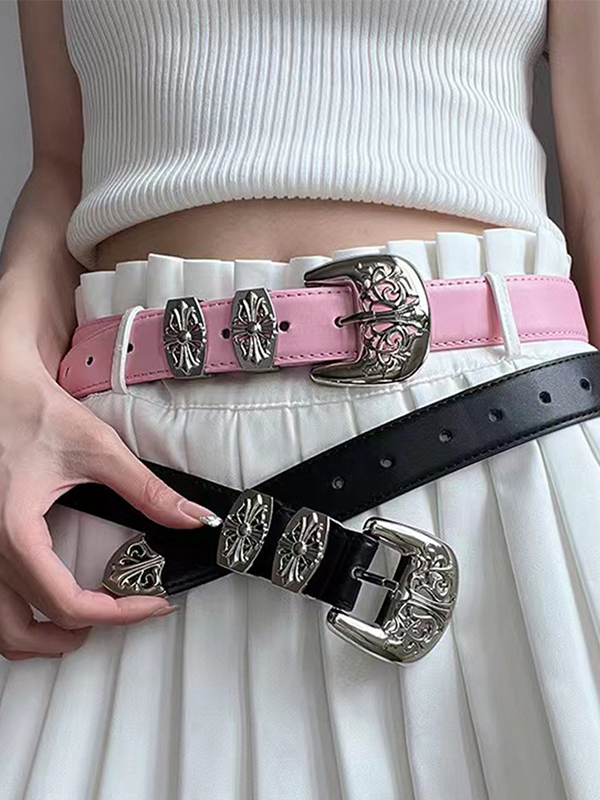 1pc Hollow carved cross buckle belt