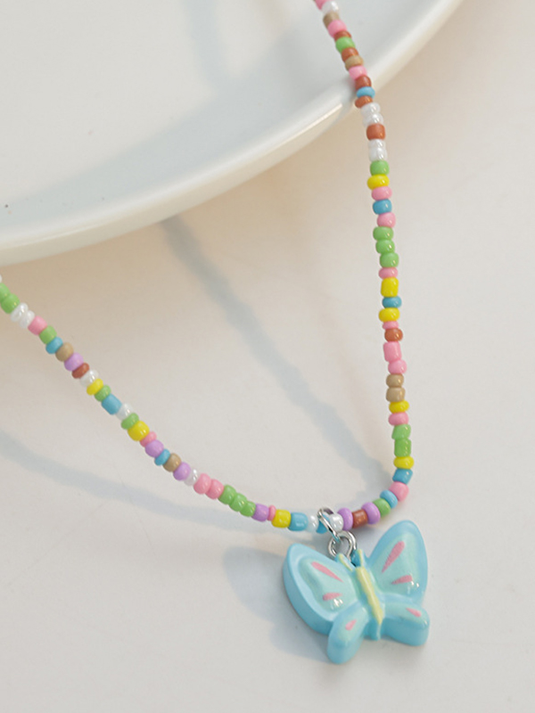 1pc Colorful Beaded Butterfly Necklace