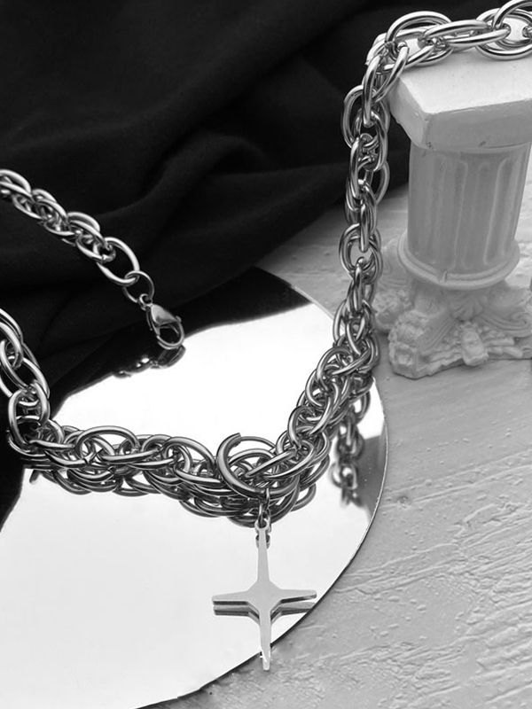 Men’s Cross Pendant Cuban Chain Necklace