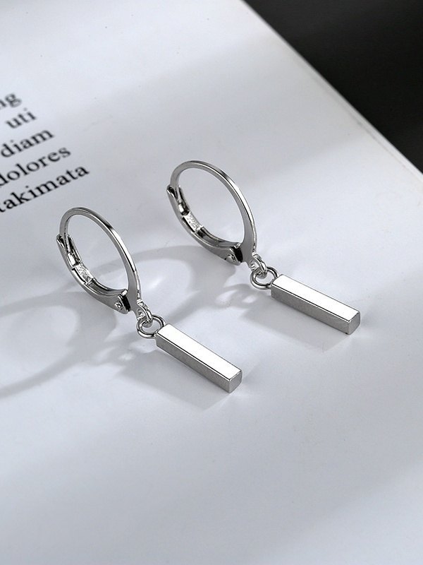 Silver Geometric Drop Earring